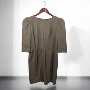 ** Sandra Angelozzi Dark Green Puff Shoulder Sheath Dress Size 42/ Medium